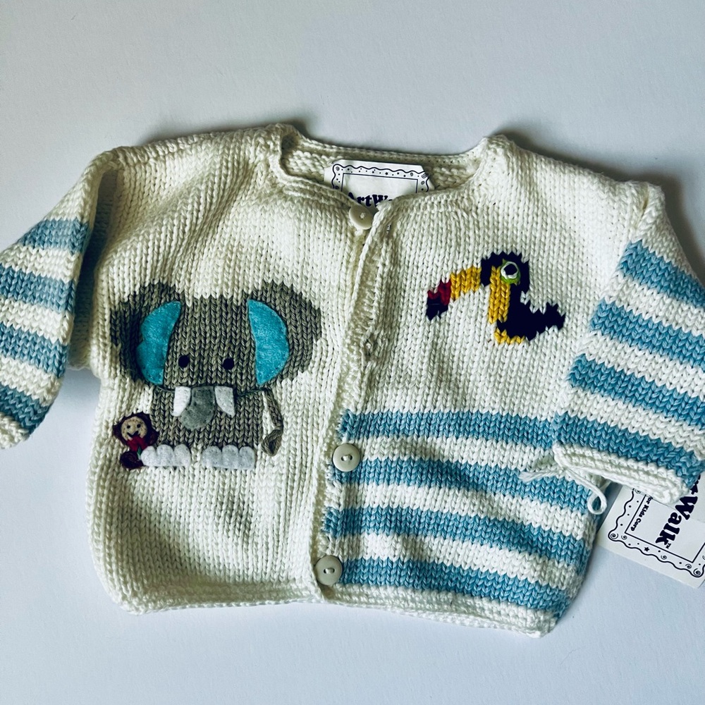 Adorable Elephant and Toucan Baby Cardigan